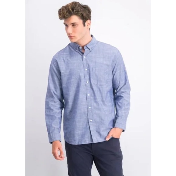 Hawker Rye Mens Shirt XL Slim Fit Blue Oxford Button Down Long Sleeve - Picture 1 of 9